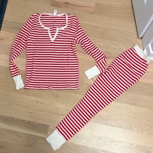 Victorias Secret Red and White Striped Ladies Pajamas XS